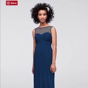 David’s bridal long mesh dress w illusion neckline